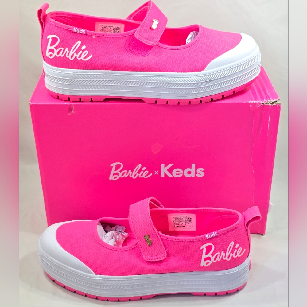 Worn Once!, Keds Barbie Lug Mary Jane Sneakers, Canvas, Hot Pink, Size 9